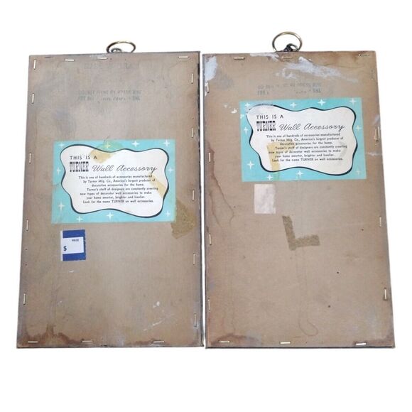 Vintage Turner Wall Accessory Framed Art Set of 2 Pedestal Busts MCM Wall Decor - Picture 7 of 11